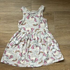 H&M Girls 4-5T Grey with Unicorn Tank Dress